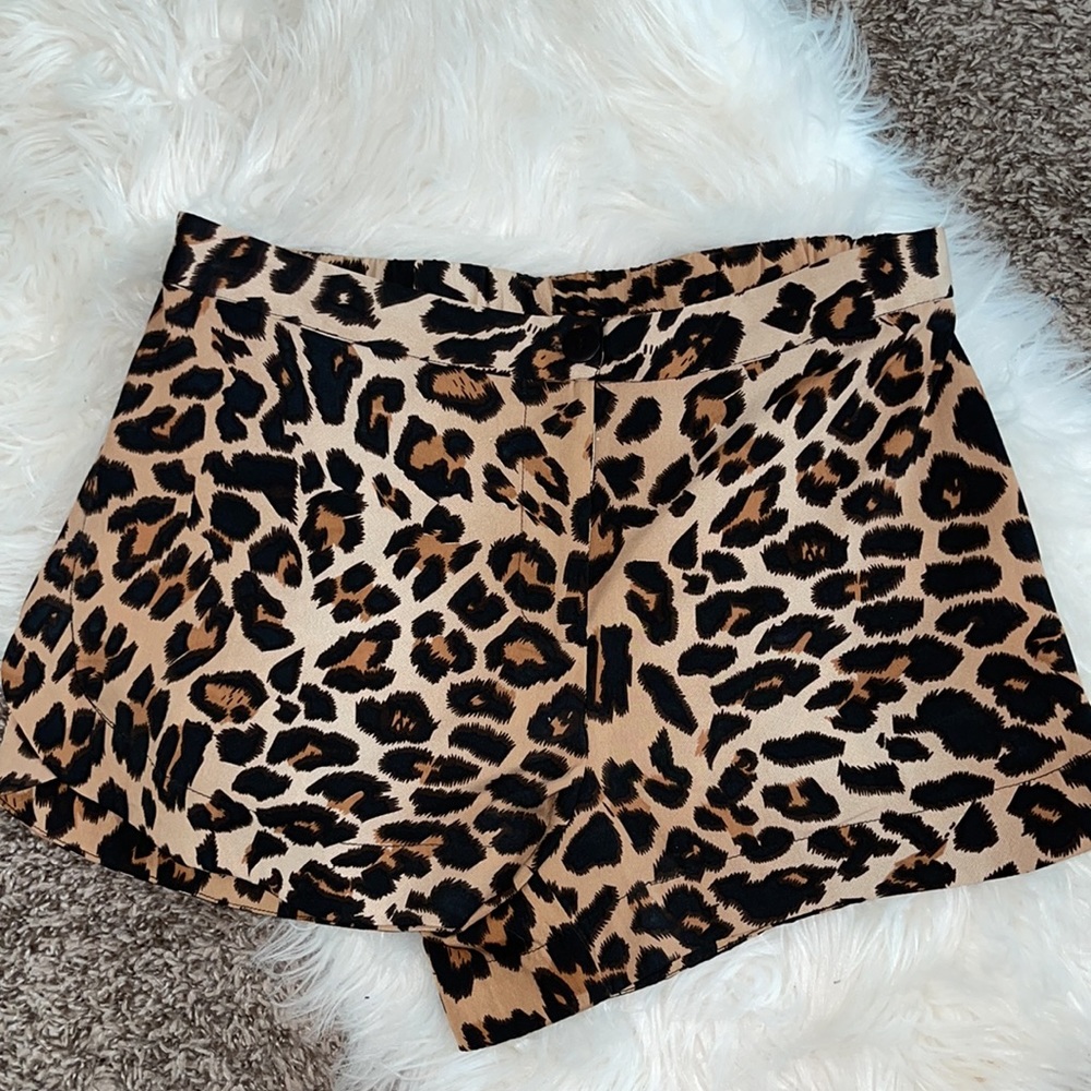 silky leopard print shorts
